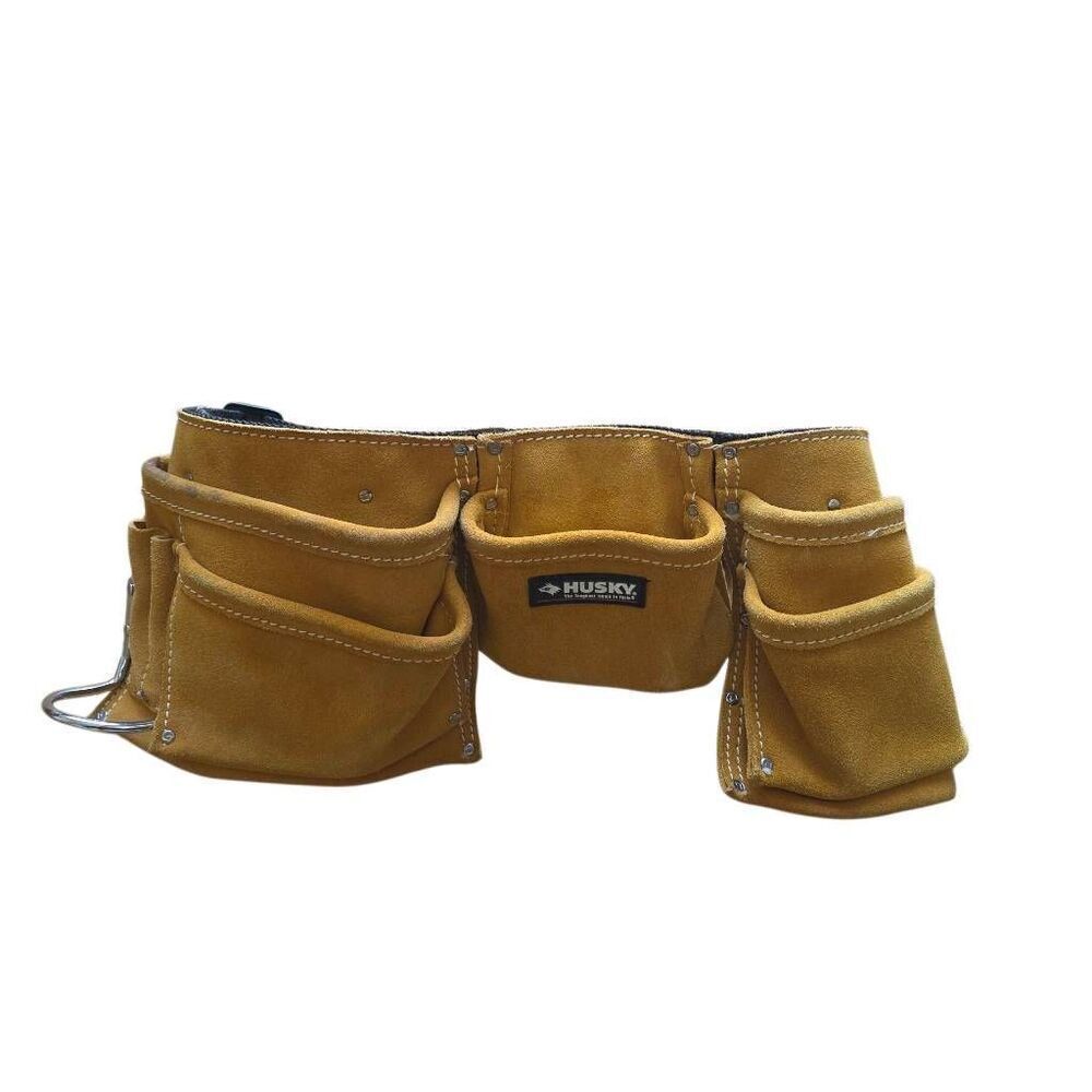Husky leather waist tool belt 46in. With metal hammer holder